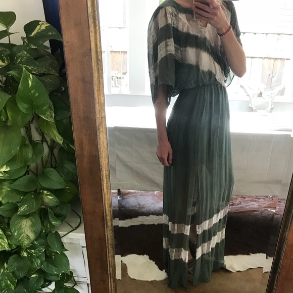 Gypsy 05 Green Tie-Died Long Dress - Picture 2 of 8